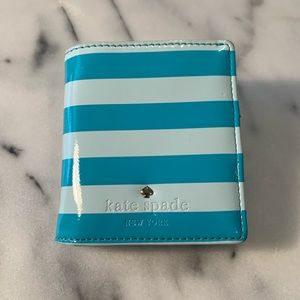 Kate Spade Blue Stripe Patent Leather Wallet